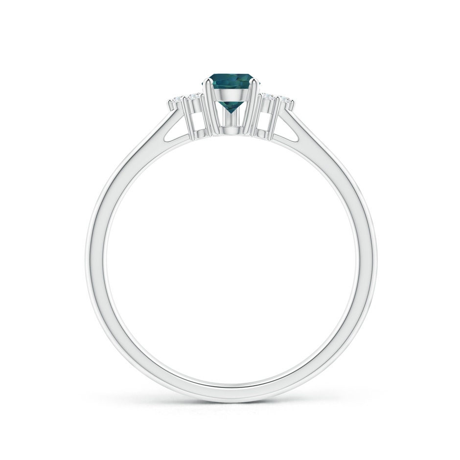 6x4mm AAA Pear Teal Montana Sapphire Solitaire Ring with Trio Diamonds in White Gold side-1