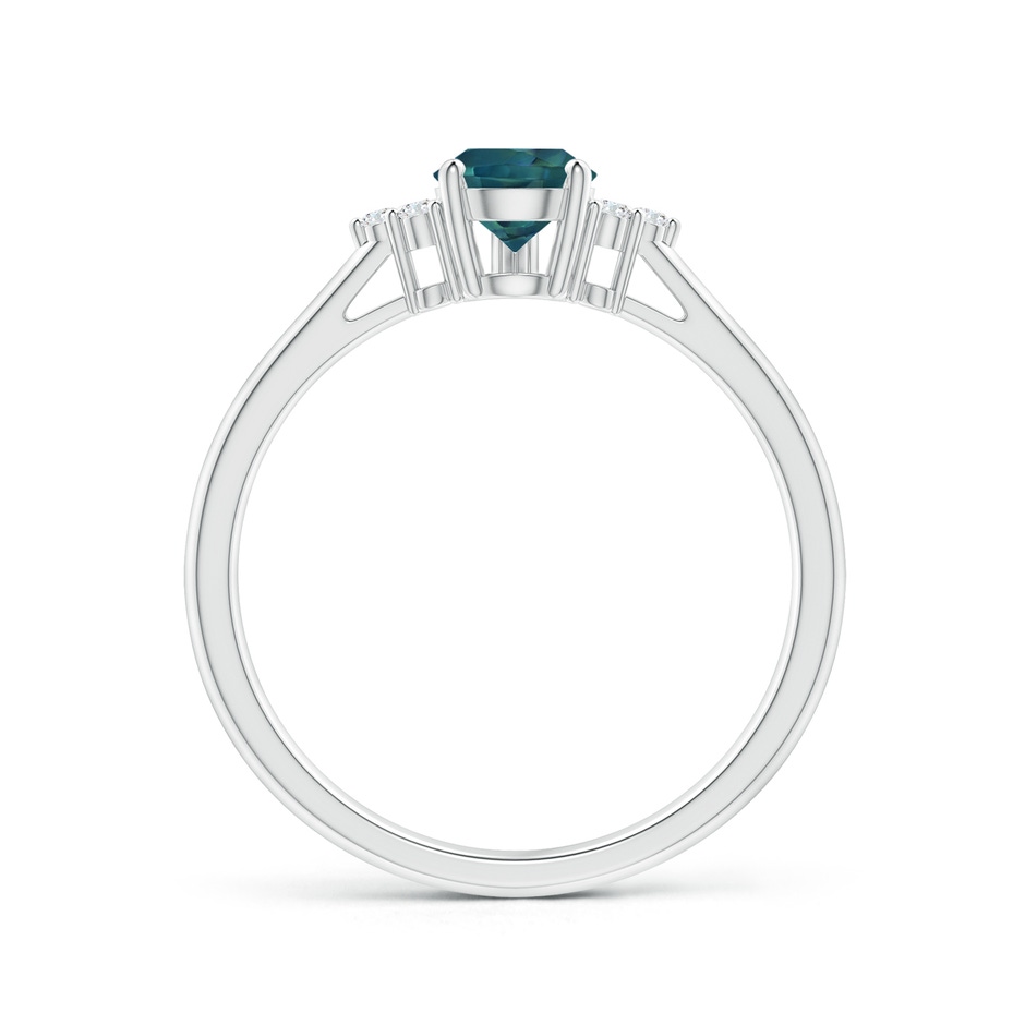 7x5mm AAA Pear Teal Montana Sapphire Solitaire Ring with Trio Diamonds in P950 Platinum side-1