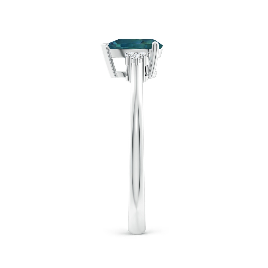 7x5mm AAA Pear Teal Montana Sapphire Solitaire Ring with Trio Diamonds in P950 Platinum side-2