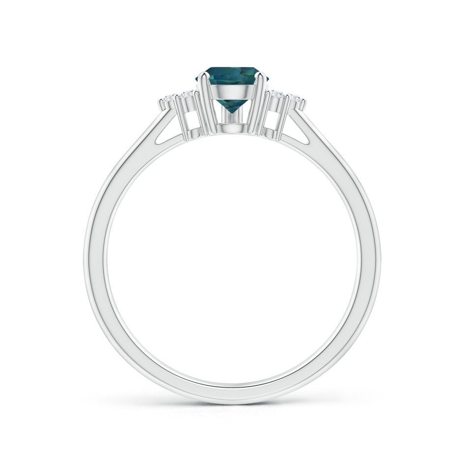 7x5mm AAA Pear Teal Montana Sapphire Solitaire Ring with Trio Diamonds in White Gold side-1