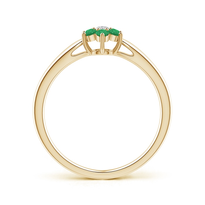 2mm A Classic Six Petal Emerald and Diamond Flower Ring in Yellow Gold product image