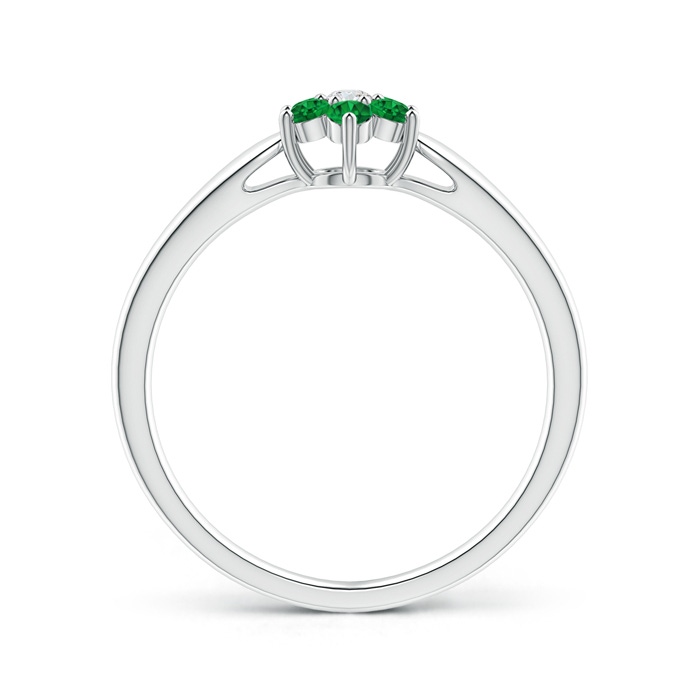 2mm AAAA Classic Six Petal Emerald and Diamond Flower Ring in P950 Platinum product image