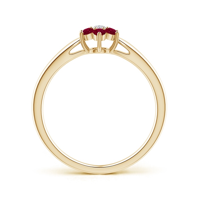 2mm A Classic Six Petal Ruby and Diamond Flower Ring in Yellow Gold product image
