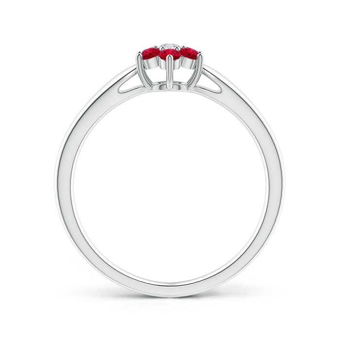 2mm AAA Classic Six Petal Ruby and Diamond Flower Ring in White Gold Product Image