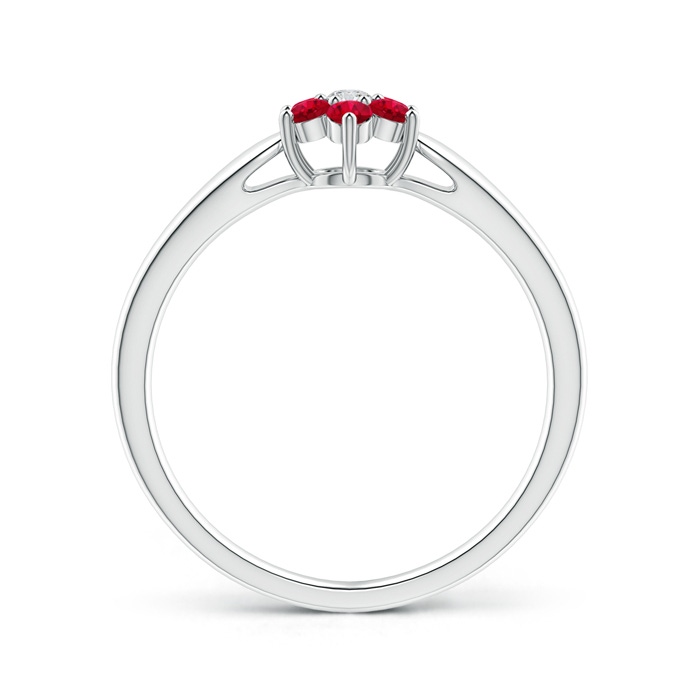 2mm AAA Classic Six Petal Ruby and Diamond Flower Ring in White Gold product image