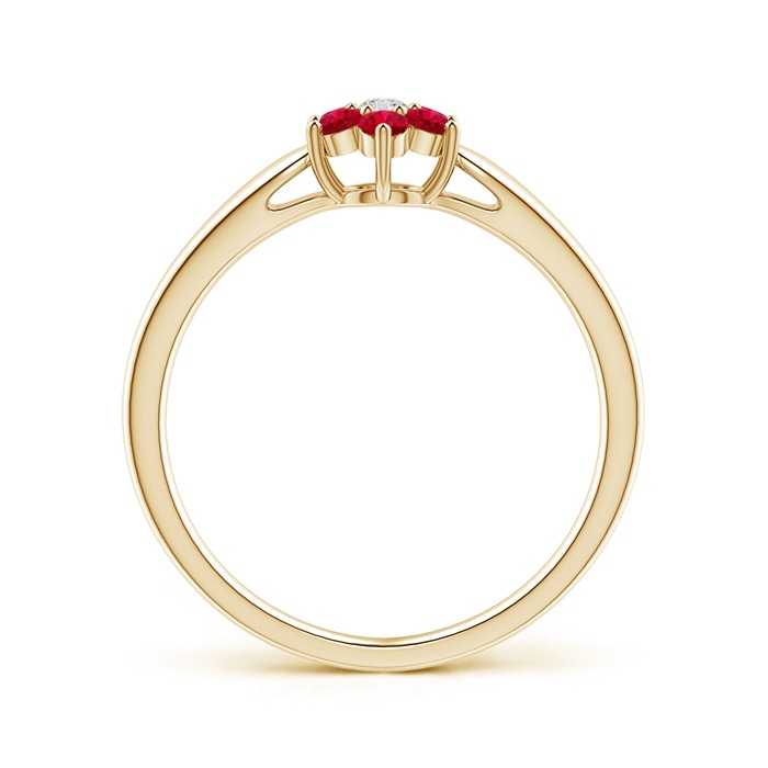 2mm AAA Classic Six Petal Ruby and Diamond Flower Ring in Yellow Gold product image