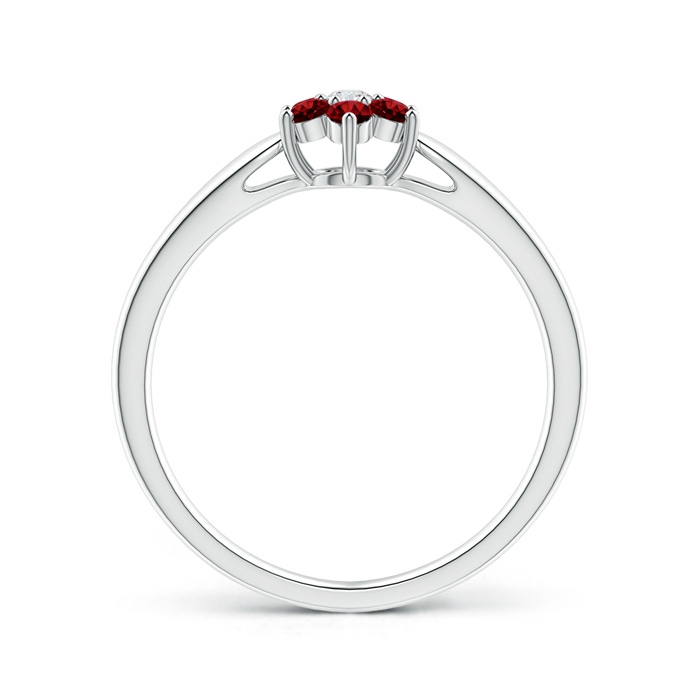 2mm AAAA Classic Six Petal Ruby and Diamond Flower Ring in P950 Platinum product image