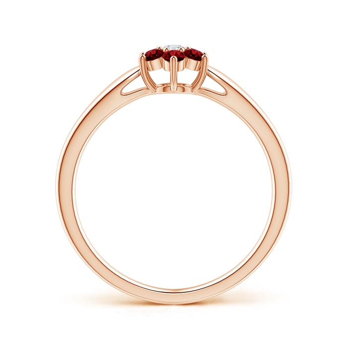 2mm AAAA Classic Six Petal Ruby and Diamond Flower Ring in Rose Gold product image