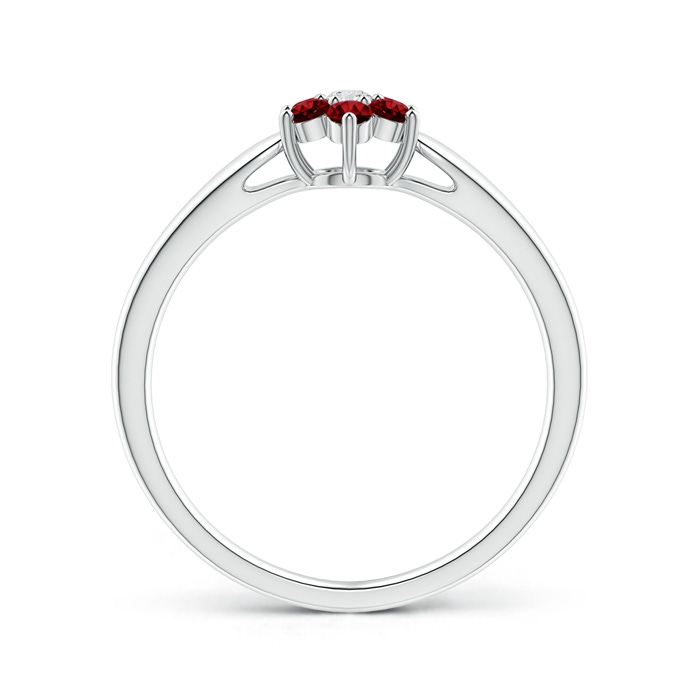 2mm AAAA Classic Six Petal Ruby and Diamond Flower Ring in White Gold product image