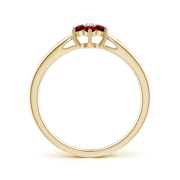 2mm AAAA Classic Six Petal Ruby and Diamond Flower Ring in Yellow Gold product image