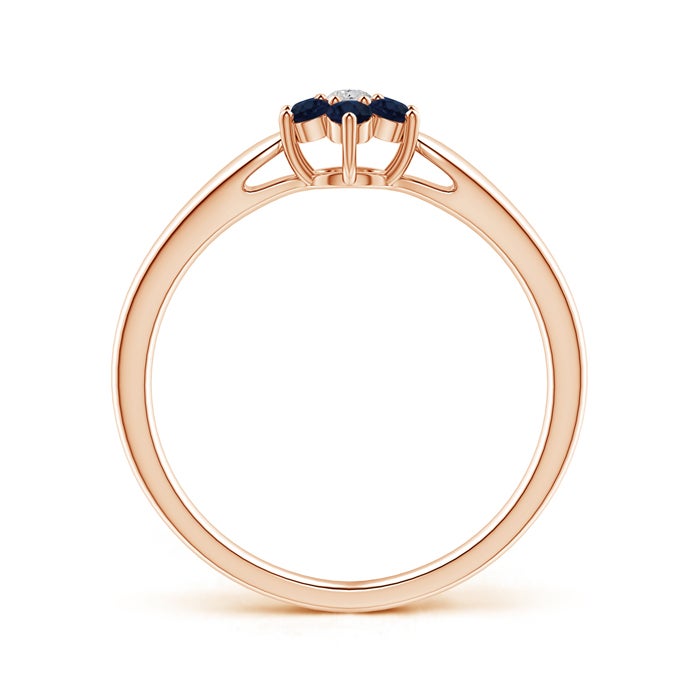 Classic Six Petal Sapphire and Diamond Flower Ring