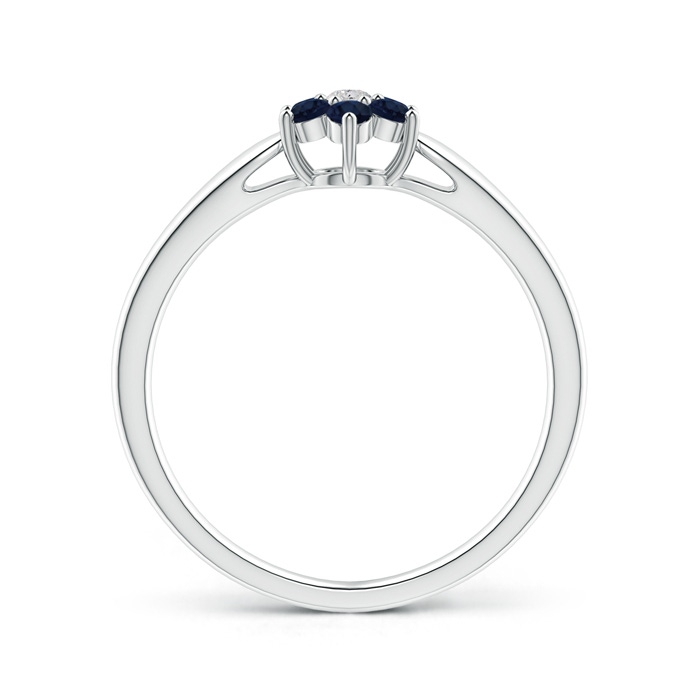 2mm A Classic Six Petal Sapphire and Diamond Flower Ring in White Gold product image