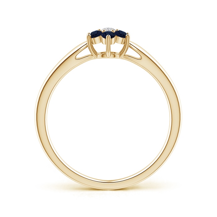 2mm A Classic Six Petal Sapphire and Diamond Flower Ring in Yellow Gold product image