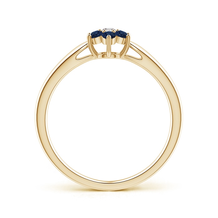 2mm AA Classic Six Petal Sapphire and Diamond Flower Ring in Yellow Gold product image