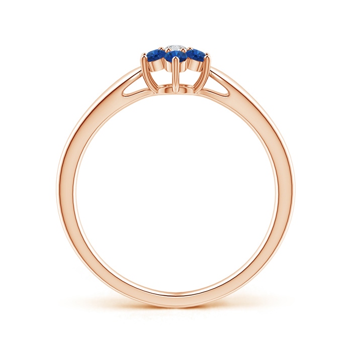 2mm AAA Classic Six Petal Sapphire and Diamond Flower Ring in Rose Gold product image