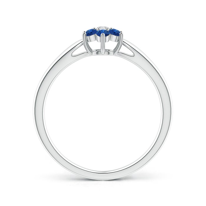 2mm AAA Classic Six Petal Sapphire and Diamond Flower Ring in White Gold - side 1