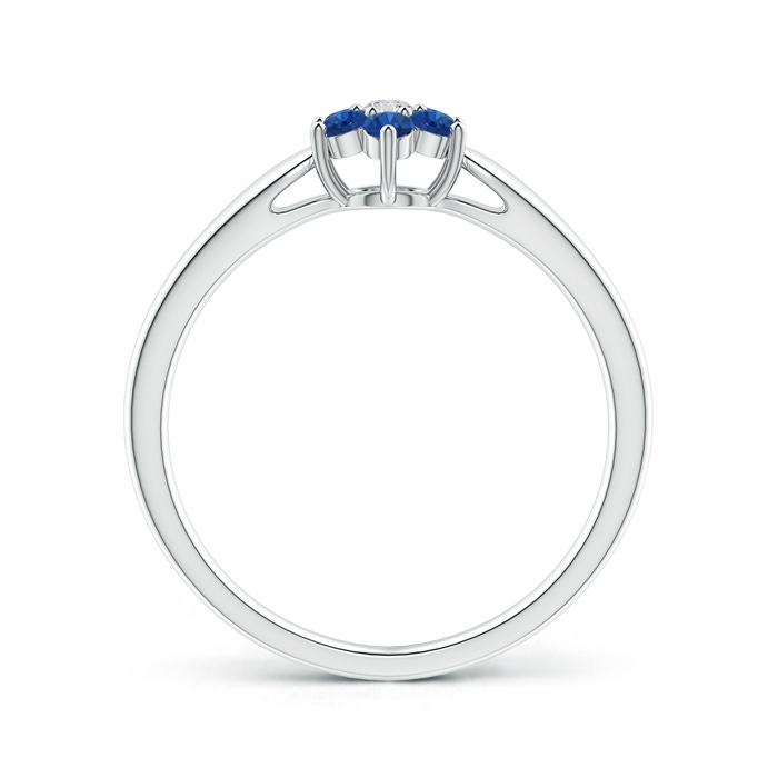 2mm AAA Classic Six Petal Sapphire and Diamond Flower Ring in White Gold product image