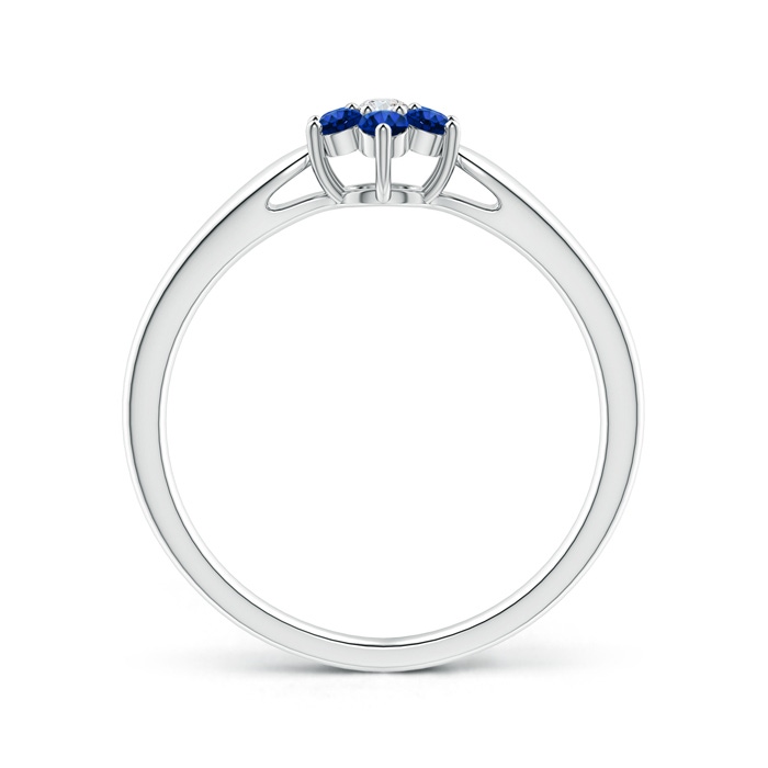 2mm AAAA Classic Six Petal Sapphire and Diamond Flower Ring in White Gold product image