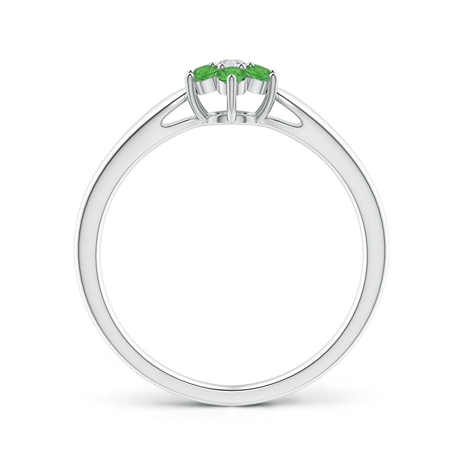 2mm AAA Classic Six Petal Tsavorite and Diamond Flower Ring in P950 Platinum side 1