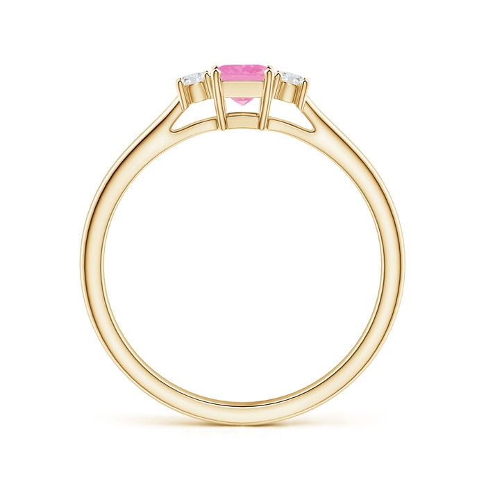 3.5mm A Classic Square Pink Sapphire and Diamond Three Stone Ring in 10K Yellow Gold product image