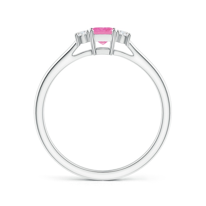 3.5mm AA Classic Square Pink Sapphire and Diamond Three Stone Ring in P950 Platinum side-1