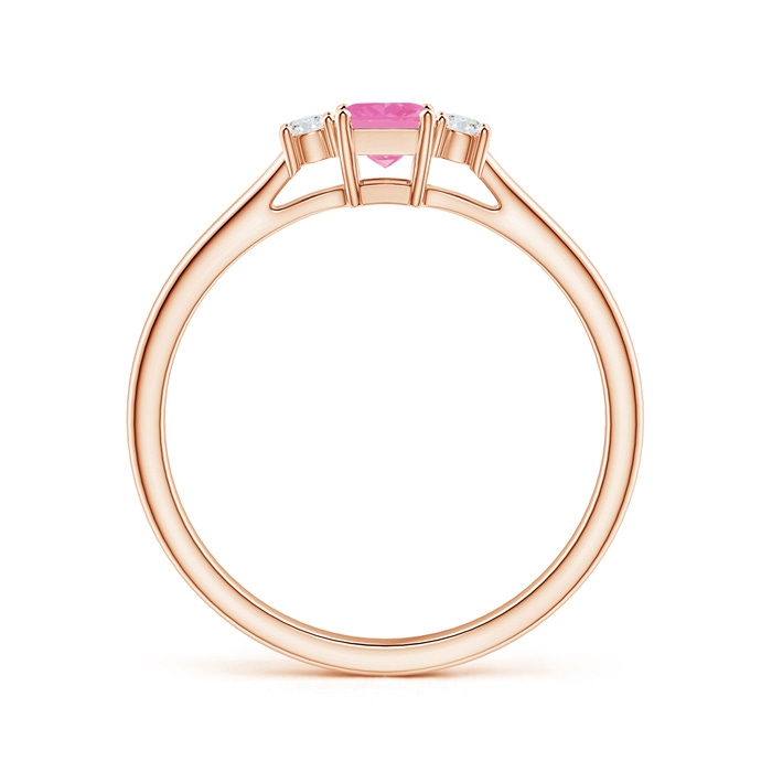 3.5mm AA Classic Square Pink Sapphire and Diamond Three Stone Ring in Rose Gold side-1