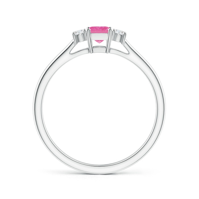 3.5mm AAA Classic Square Pink Sapphire and Diamond Three Stone Ring in White Gold Side-1