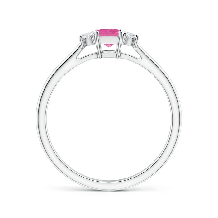3.5mm AAAA Classic Square Pink Sapphire and Diamond Three Stone Ring in White Gold Side-1