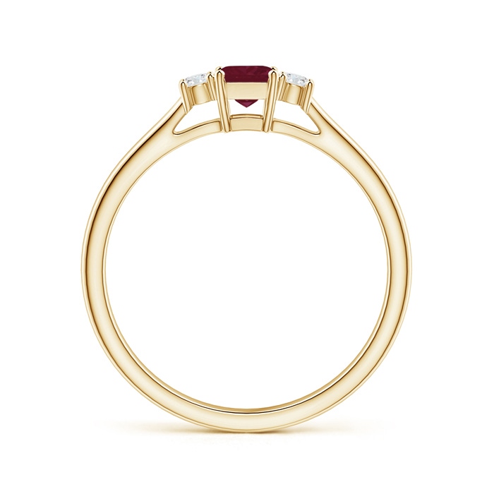 3.5mm A Classic Square Ruby and Diamond Three Stone Ring in 18K Yellow Gold side 199
