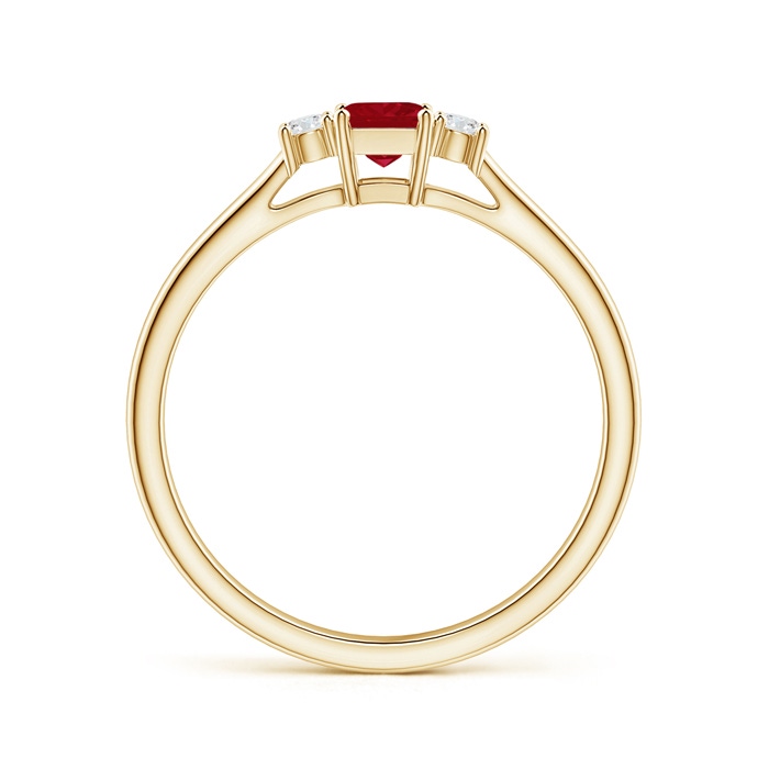 3.5mm AA Classic Square Ruby and Diamond Three Stone Ring in 9K Yellow Gold side 199