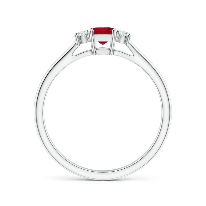 3.5mm AAA Classic Square Ruby and Diamond Three Stone Ring in White Gold side 199