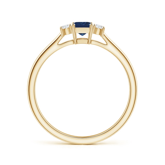 3.5mm AA Classic Square Blue Sapphire and Diamond Three Stone Ring in Yellow Gold side-1