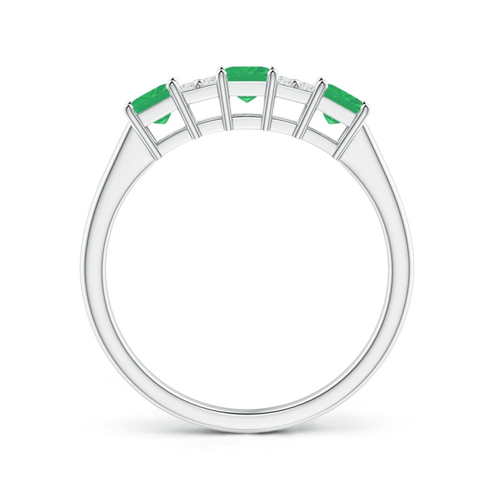 3mm A Diamond Cluster and Three Stone Square Emerald Ring in P950 Platinum side-1