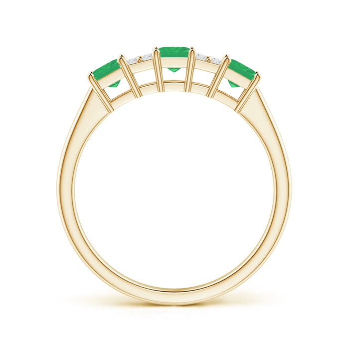 3mm A Diamond Cluster and Three Stone Square Emerald Ring in Yellow Gold side-1