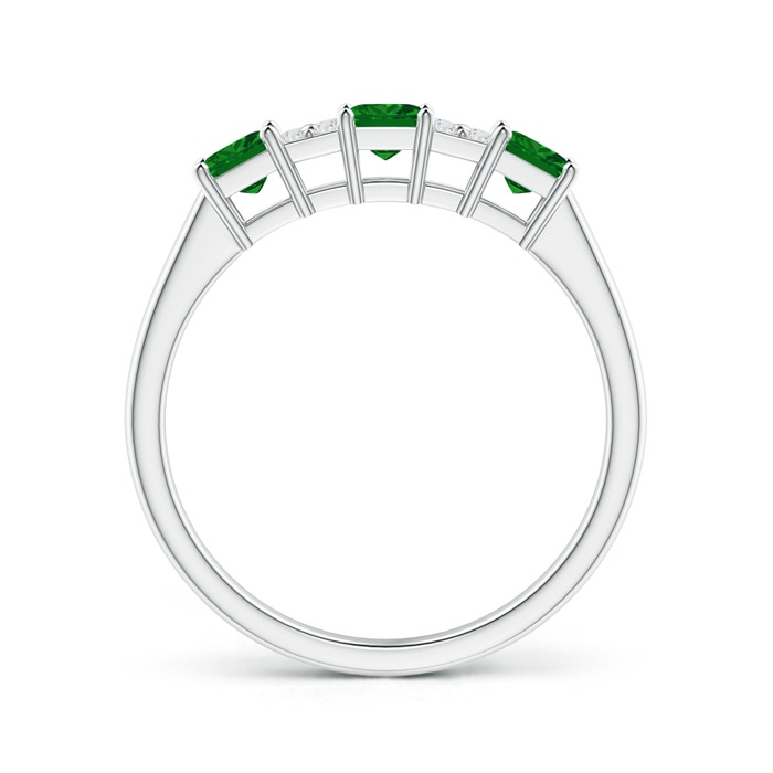 3mm AAAA Diamond Clustre and Three Stone Square Emerald Ring in P950 Platinum Side-1