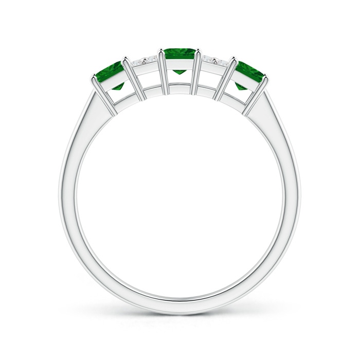 3mm Lab-Grown Diamond Clustre and Three Stone Square Emerald Ring in White Gold side-1