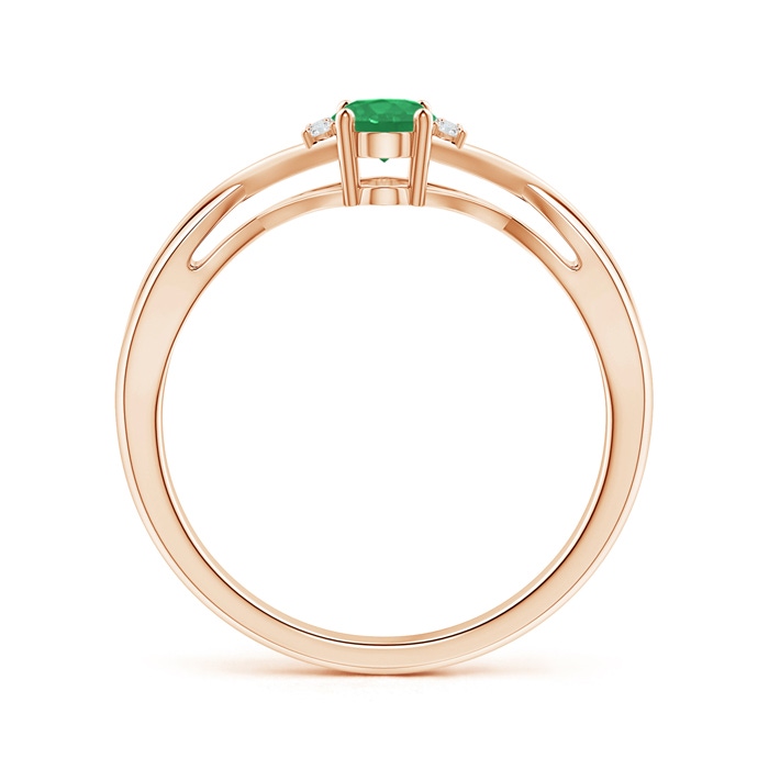6x4mm A Oval Emerald Crossover Ring with Diamond Accents in 9K Rose Gold product image