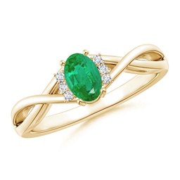 Side Stones Yellow Gold Emerald Jewellery