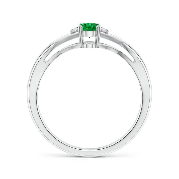 6x4mm AAA Oval Emerald Crossover Ring with Diamond Accents in P950 Platinum side-1