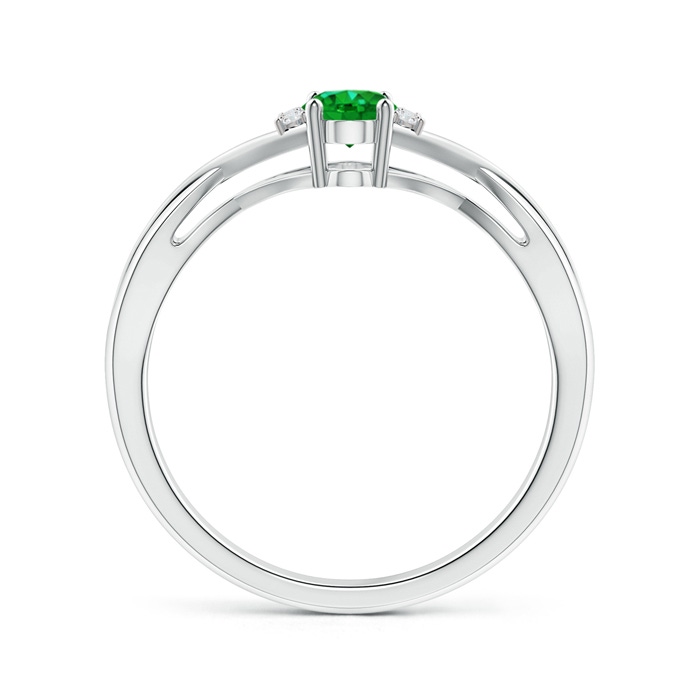 6x4mm Lab-Grown Oval Emerald Crossover Ring with Diamond Accents in White Gold side-1