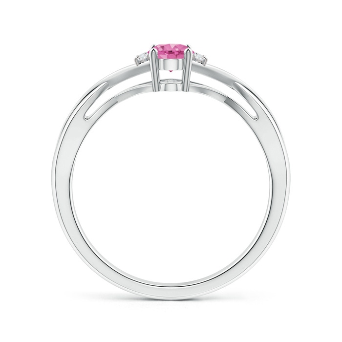 6x4mm AA Oval Pink Sapphire Crossover Ring with Diamond Accents in P950 Platinum side-1