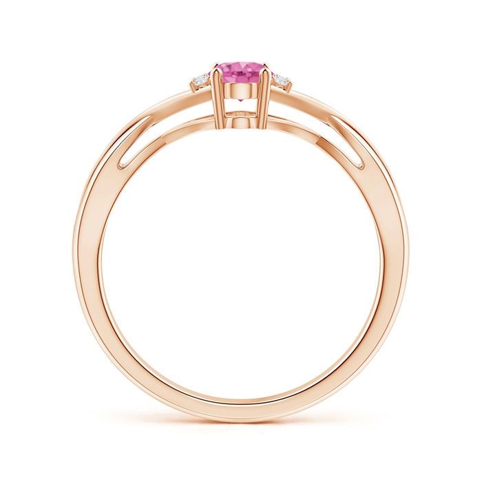 6x4mm AA Oval Pink Sapphire Crossover Ring with Diamond Accents in Rose Gold side-1