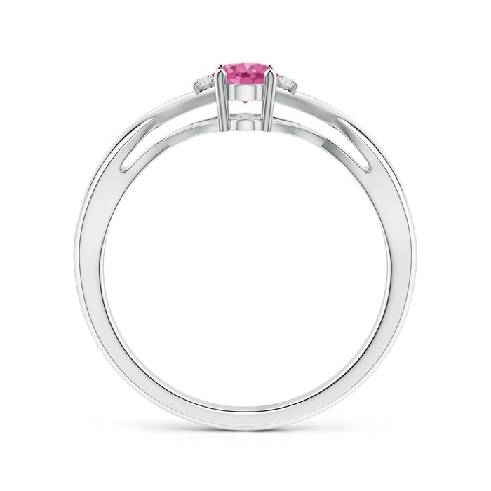 6x4mm AAA Oval Pink Sapphire Crossover Ring with Diamond Accents in White Gold side-1