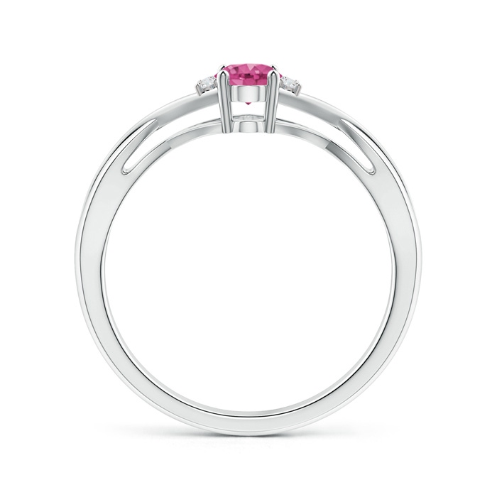 6x4mm AAAA Oval Pink Sapphire Crossover Ring with Diamond Accents in P950 Platinum Side-1