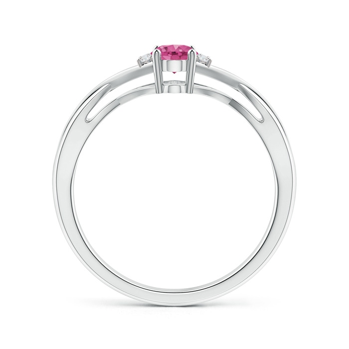 6x4mm AAAA Oval Pink Sapphire Crossover Ring with Diamond Accents in P950 Platinum side-1