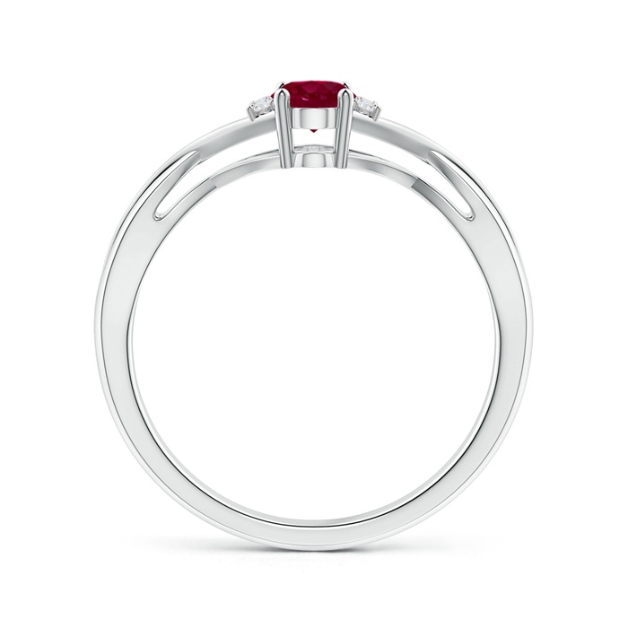 6x4mm A Oval Ruby Crossover Ring with Diamond Accents in P950 Platinum side-1