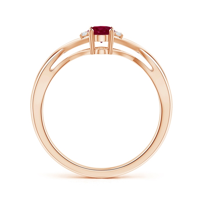 6x4mm A Oval Ruby Crossover Ring with Diamond Accents in Rose Gold side-1