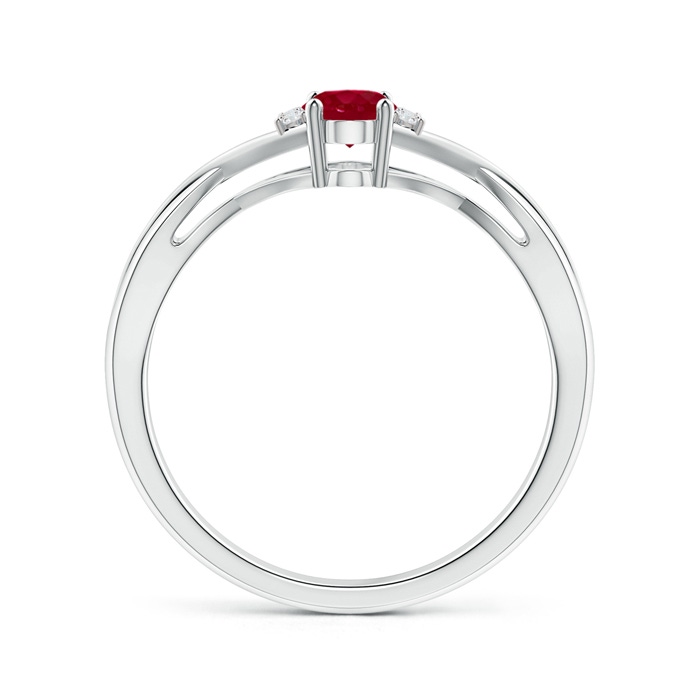 6x4mm AA Oval Ruby Crossover Ring with Diamond Accents in White Gold side-1