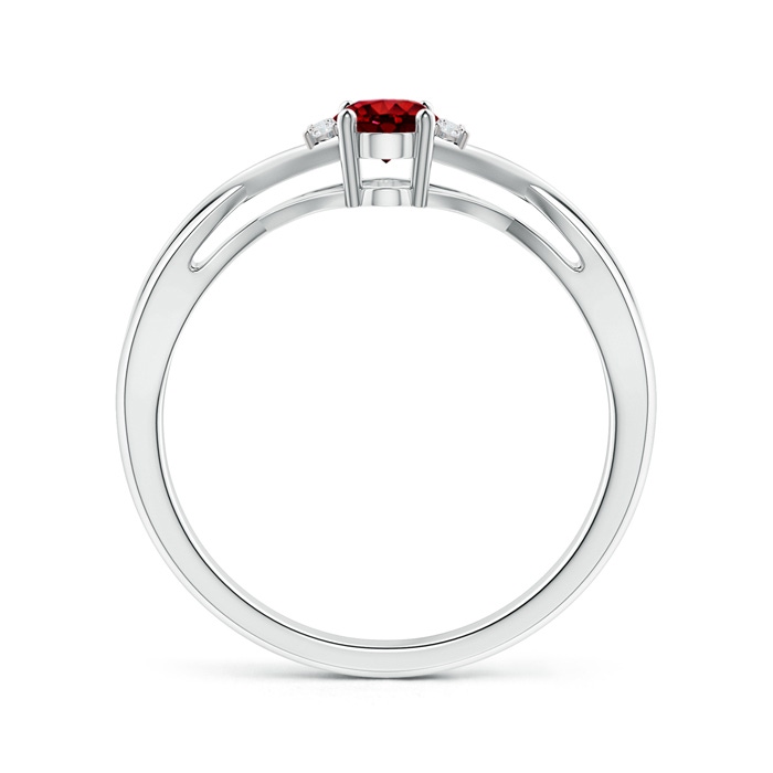 6x4mm AAAA Oval Ruby Crossover Ring with Diamond Accents in White Gold side-1