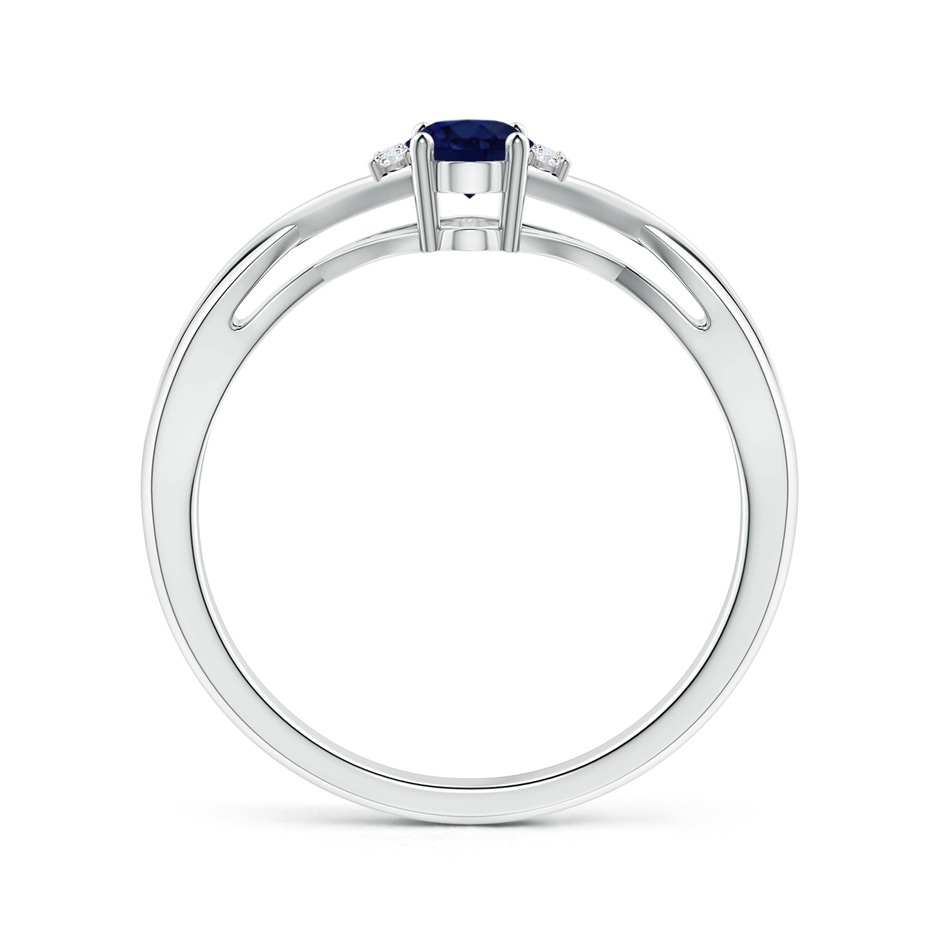 6x4mm A Oval Blue Sapphire Crossover Ring with Diamond Accents in 18K White Gold side 199